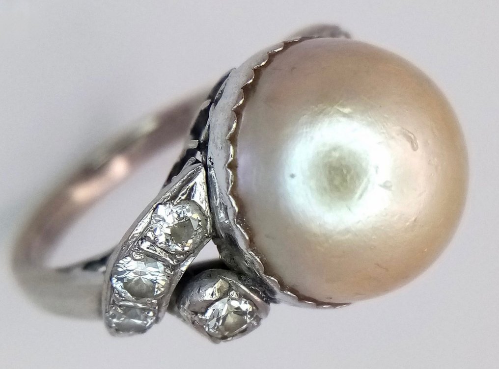 Δαχτυλίδι Πλατίνα Μαργαριτάρι - Διαμάντι #2.1