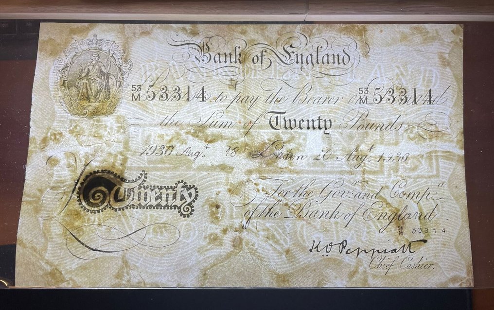 Great Britain. - 20 Pounds - Operation Bernhard 20/08/1936 (No reserve price) #4.3