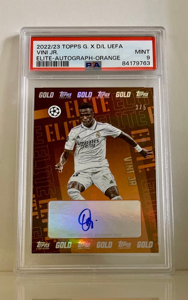 2022/23 Topps Gold x D/L Vini Jr. Autograph /5 POP 1 - PSA 9 - 1 Graded card #1.0