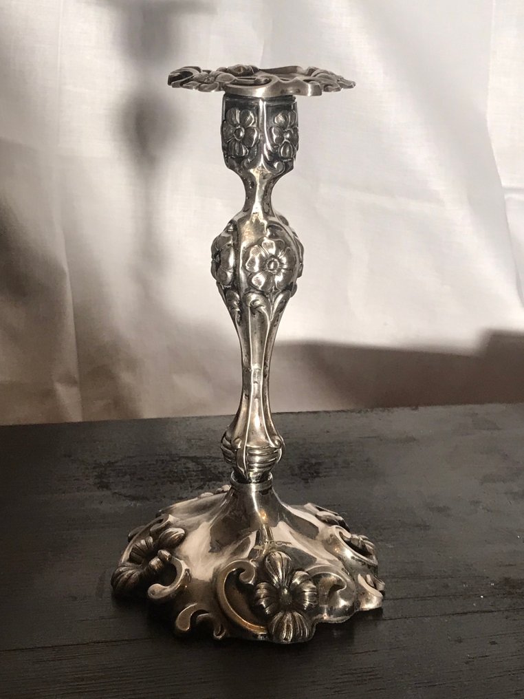 Gustaf Möllenborg - Carl Teodor Feron - Candelabro - .830 plata - Año 1868 Neo-Rococó #1.0