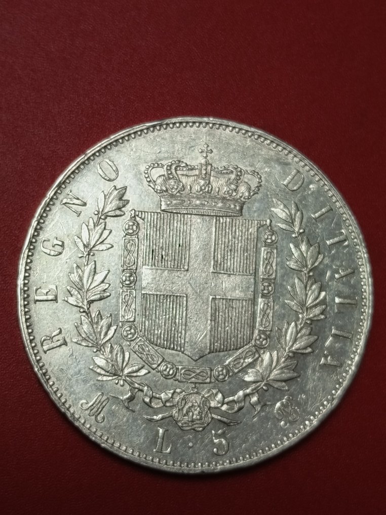 Ιταλία, Βασίλειο Vittorio Emanuele II. 5 Lire 1875 Milano  (χωρίς τιμή ασφαλείας) #1.0
