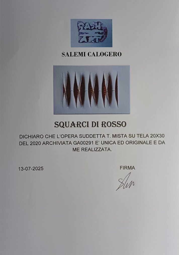 Calogero Salemi (1966) - Squarci di rosso #3.2