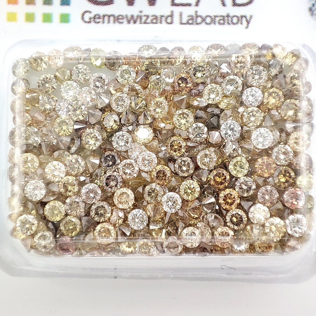 沒有保留價 - 316 pcs 鑽石  (天然彩色)  - 5.01 ct - 圓形 混色 - I1, VS2 - Gemewizard Gemological Laboratory (GWLab) #1.0