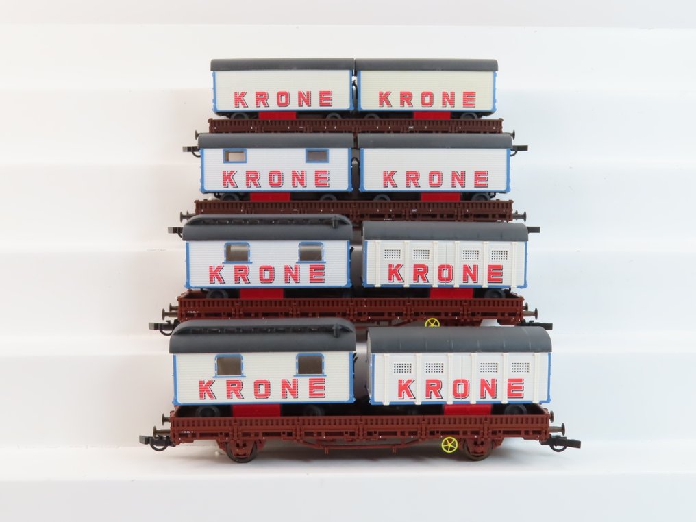 Roco H0 - 44008 - 模型貨運火車組合 (1) - 四件套货车组,带货物(马戏团车, - DB #1.0