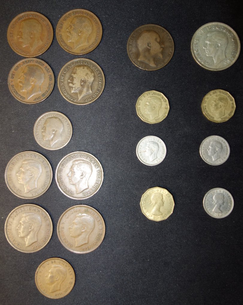 . 英國 Edward VII - Elisabeth II. Lot de 18 pièces / 1907 à 1954  (沒有保留價) #1.0