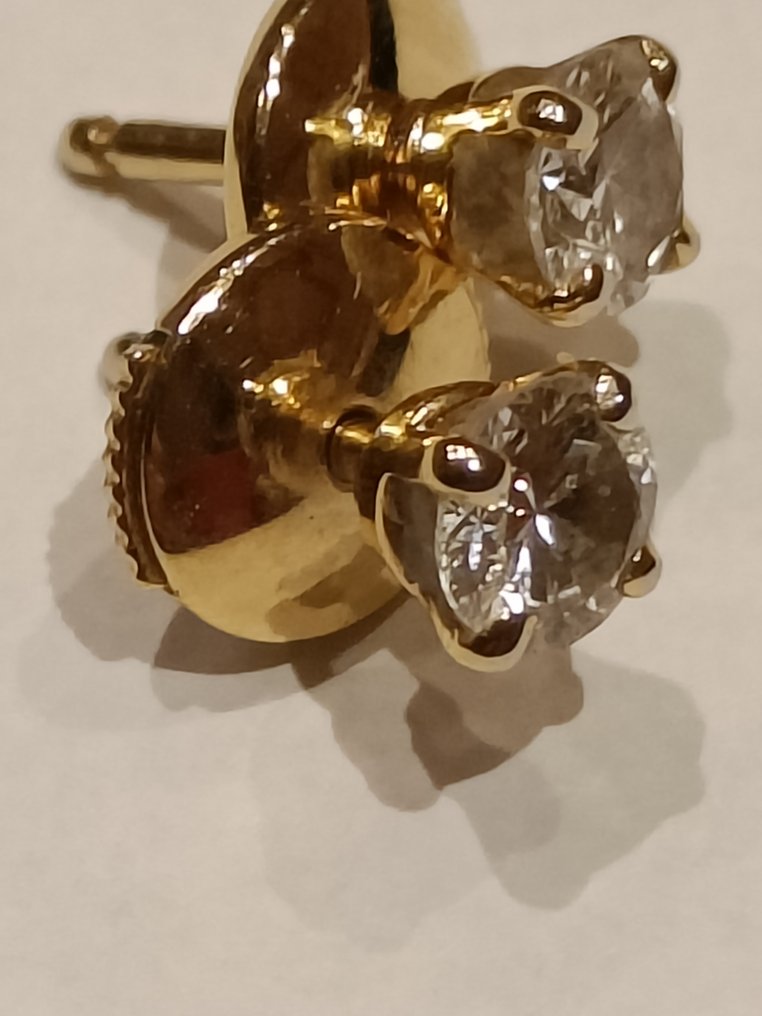 耳釘耳環 - 18 克拉 黃金 -  0.58ct. tw. 鉆石 (天然)  - 18 kt 金耳环 #2.1
