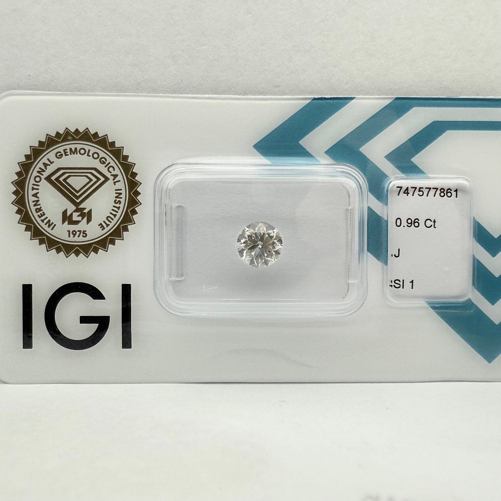 No reserve price - 1 pcs Diamond  (Natural)  - 0.96 ct - Round - J - SI1 - International Gemological Institute (IGI) #4.3