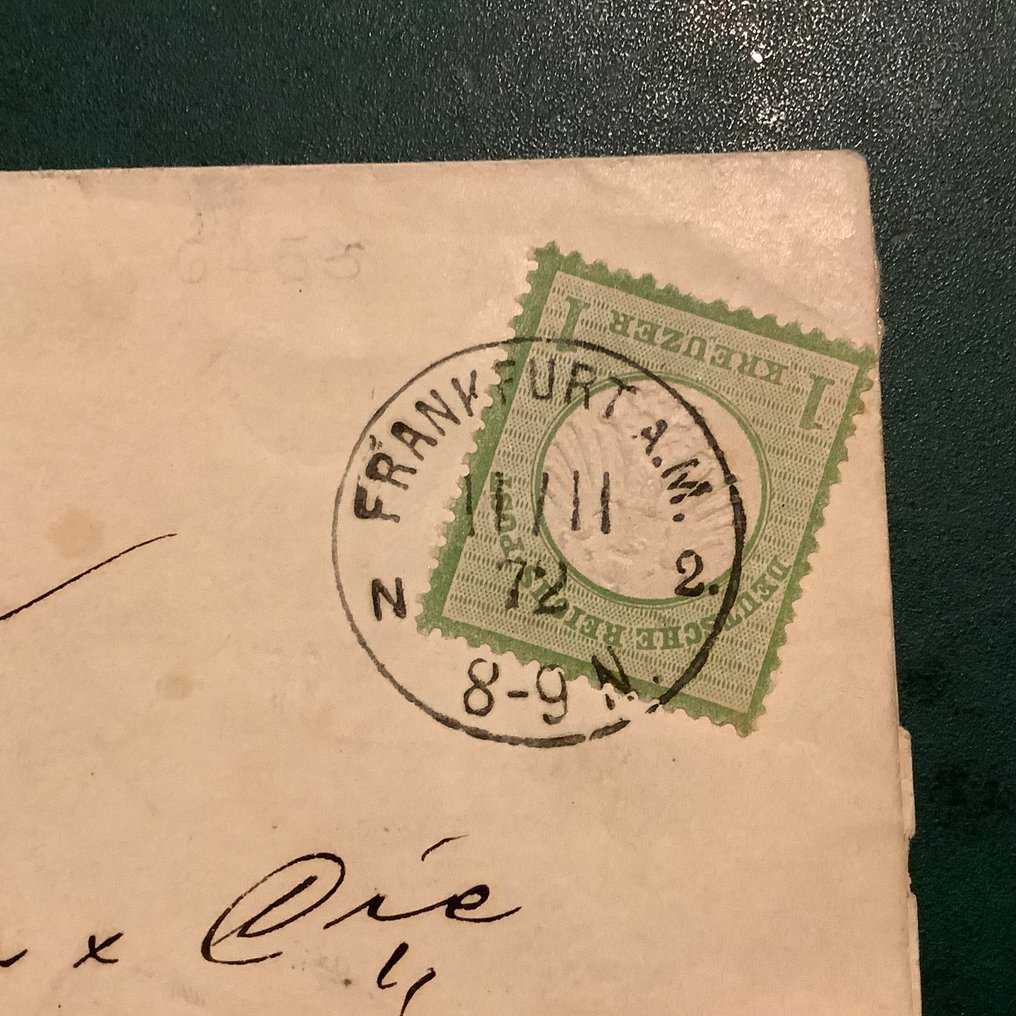 德意志帝國 1872 - 1 Kreuzer Klein Brutschield 相关的信件，附有Hennies的照片证明。 - Michel 7 #2.1