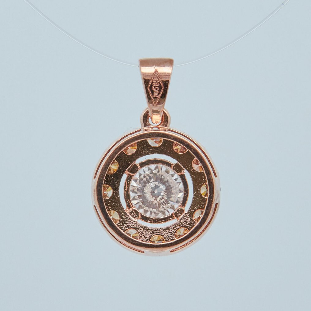 没有保留价 - 吊坠 - 14K包金 玫瑰金 -  0.75ct. tw. 钻石 (天然色彩的) #3.2