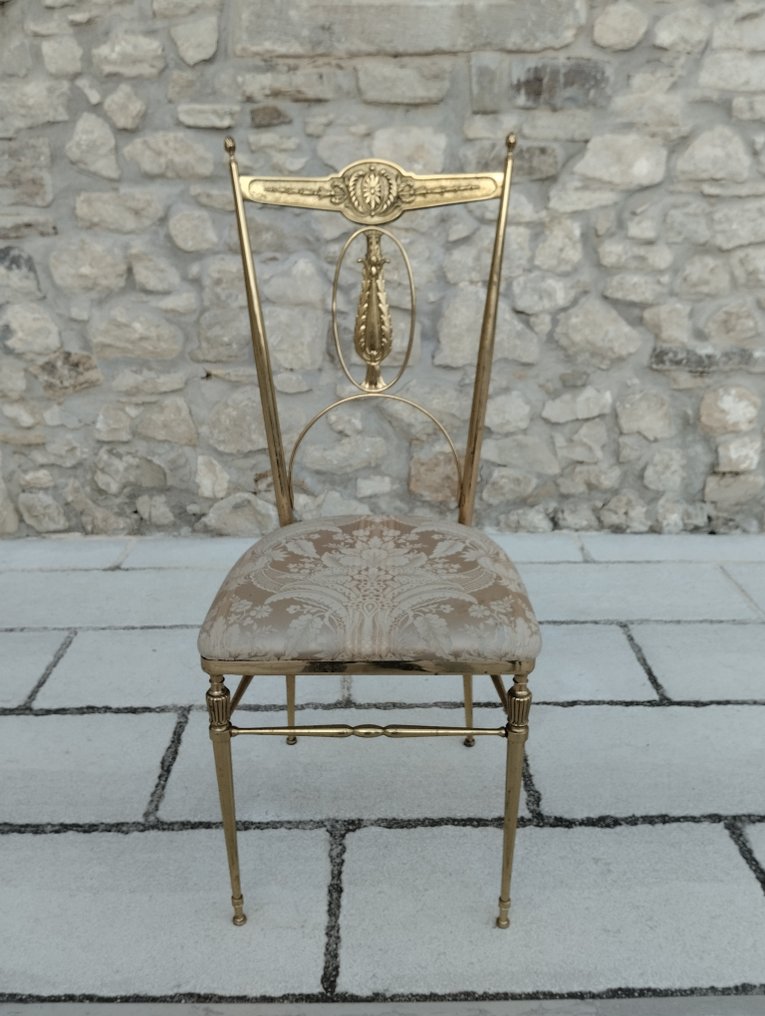 椅子 - 镀金黄铜, 纺织品 - Chiavarina 40年代 #1.0