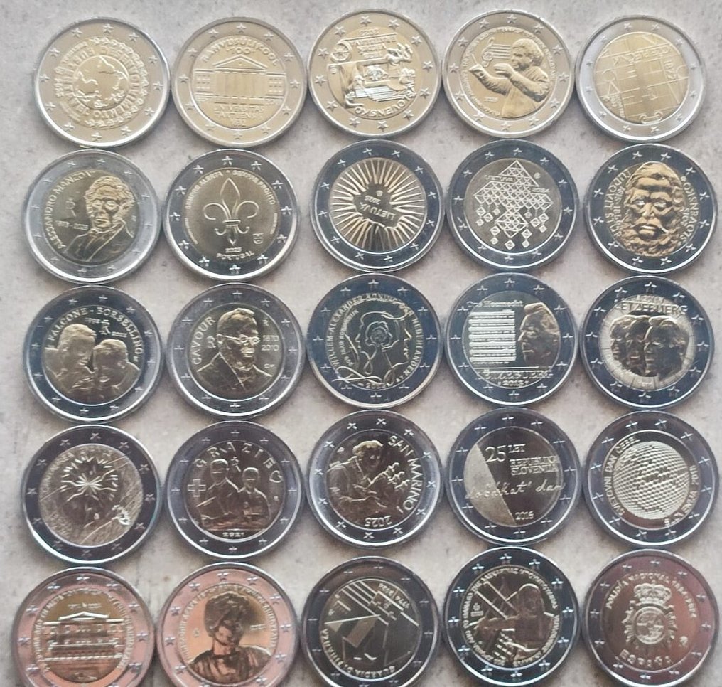 Europa. 2 Euro 2010/2025 (25 moedas)  (Utan reservationspris) #1.0
