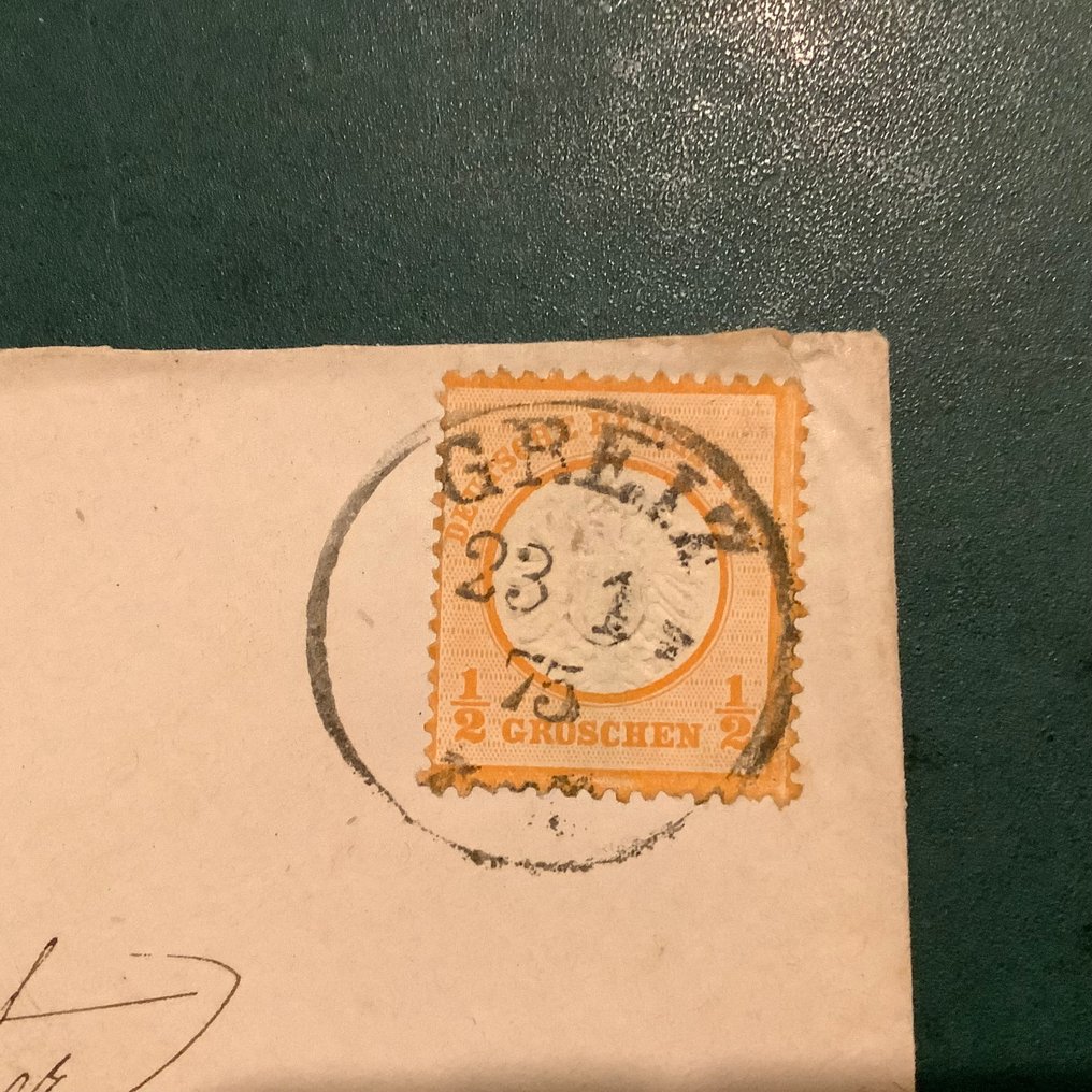 Γερμανική Αυτοκρατορία 1872 - 1/2 Groschen μεγάλος Brutschield σε επιστολή με φωτογραφική επιβεβαίωση Hennies. - Michel 18 #2.1
