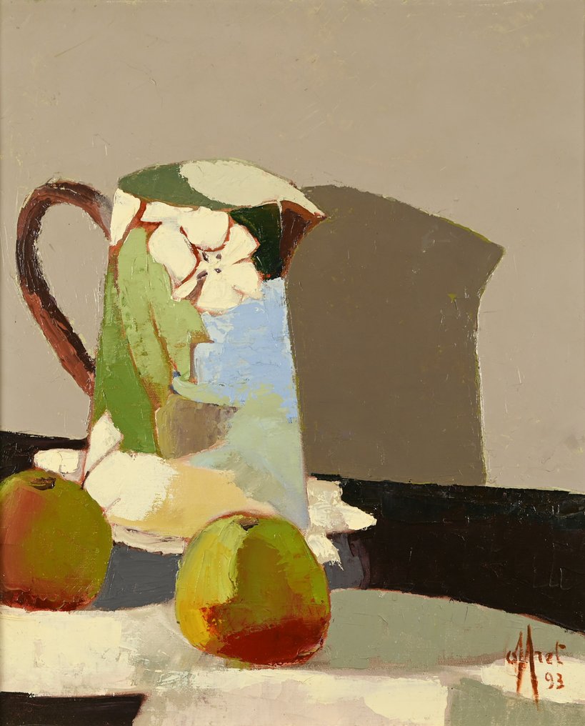 Yves Offret (1946 - 2004) - Pichet, pommes fond gris #1.0