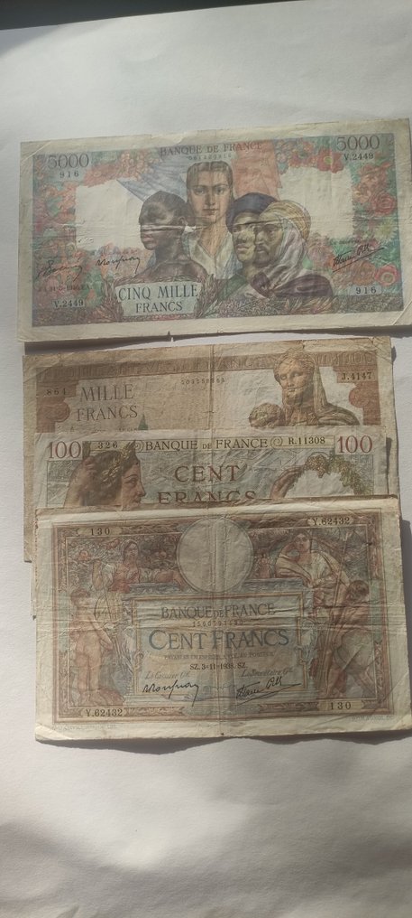 Franța. - 4 banknotes - various dates (Fără preț de rezervă) #1.0