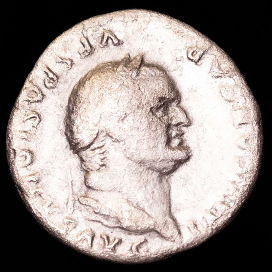 Impero romano. Vespasiano (69-79 d.C.). Denarius Rome mint, 69-79 A.D. PON MAX TR P COS VI, Pax seated left holding branch.  (Senza prezzo di riserva) #1.0