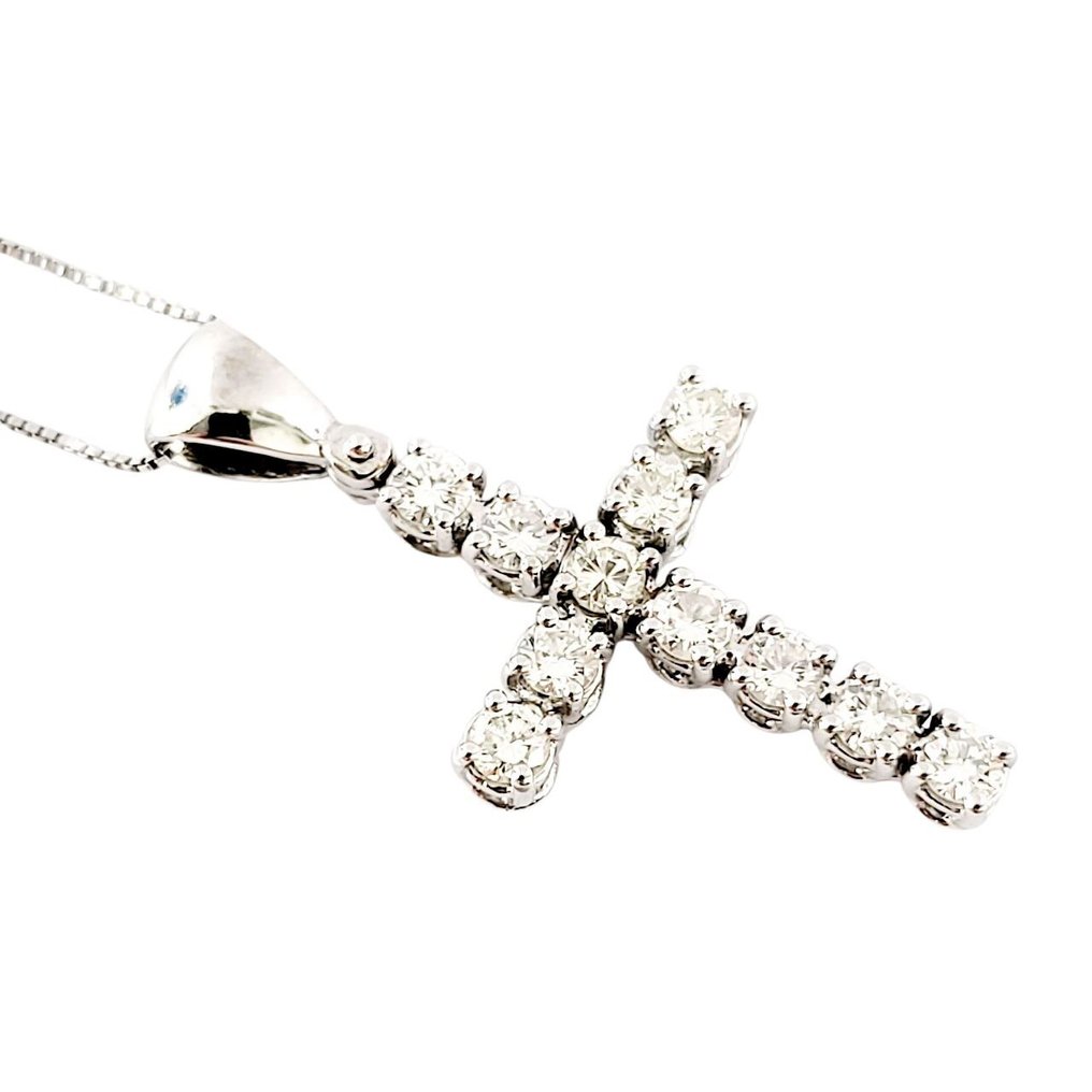 吊坠项链 - 18K包金 白金 -  1.43ct. tw. 钻石 (天然)  - 意大利制造 #4.3