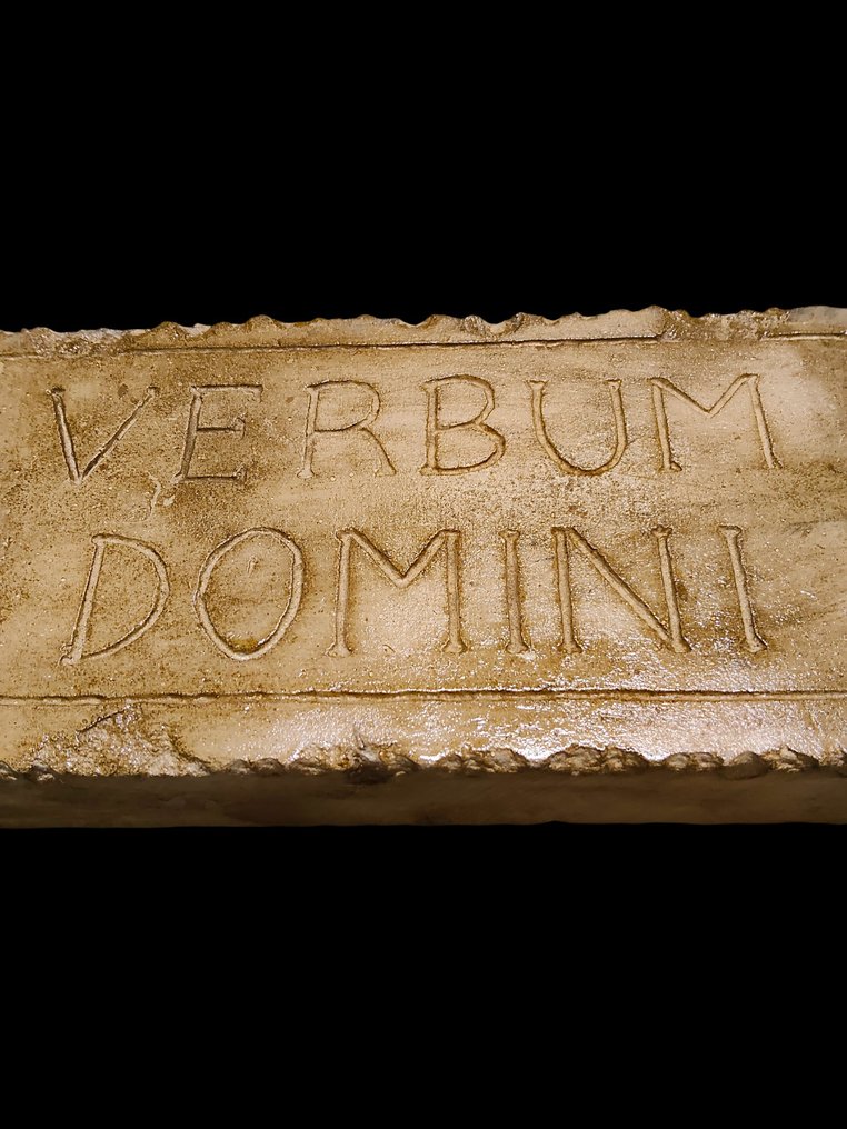 Γλυπτό, Epigrafe " Verbum Domini " - 12 cm - ορυκτός λίθος #3.2