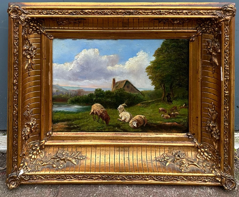 École néerlandaise (XIX) - Herder met hond en kudde #1.0