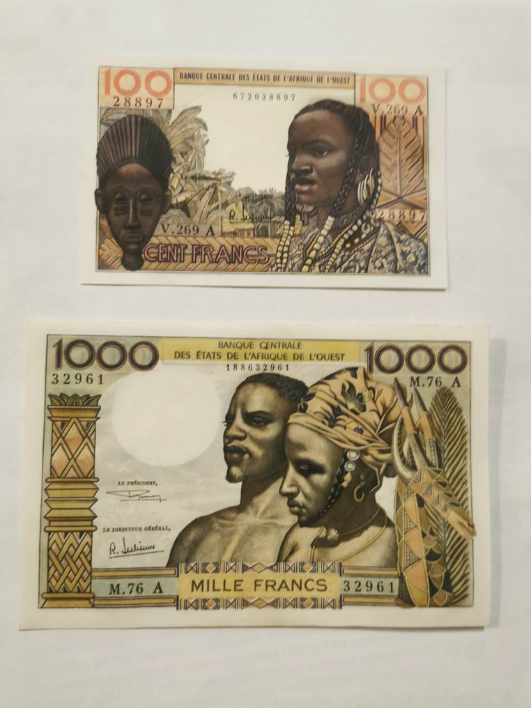 西非国家. - 100 and 1000 Francs ND (1959-65) - Pick 101Ag and 103Ag  (没有保留价) #1.0