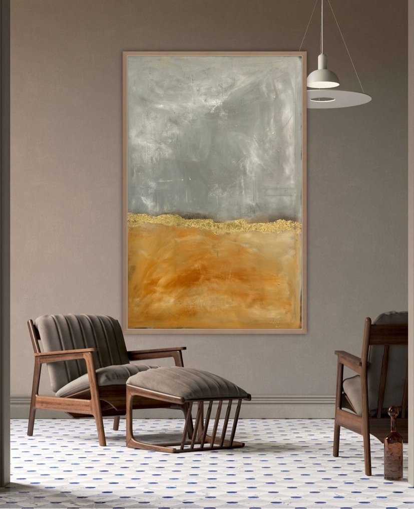 Stefanie Raus - Abstrakte Landschaft grau gold 1159 XXL #1.0