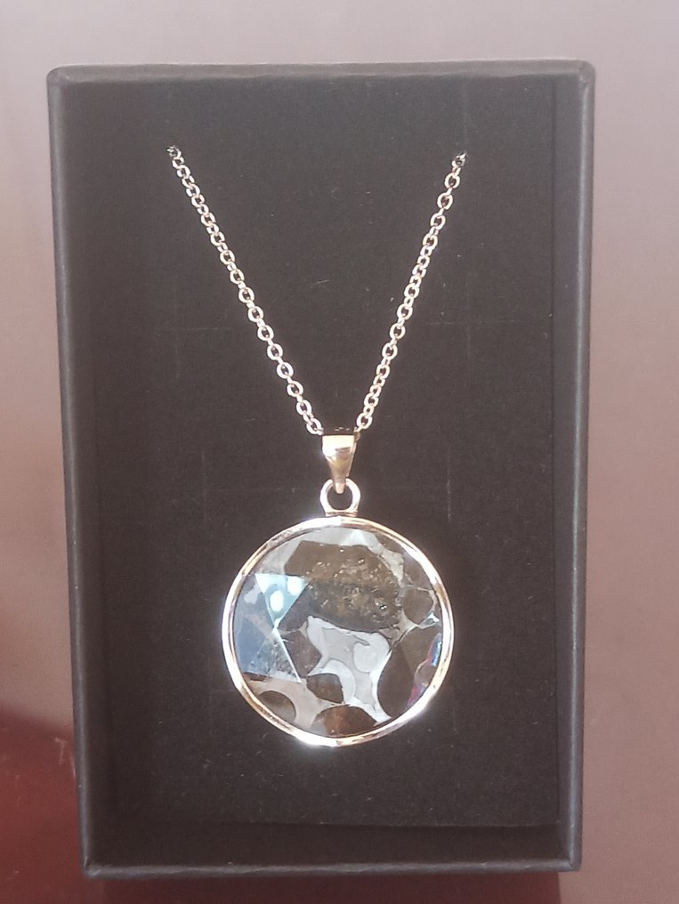 Beautiful handcrafted pendant PALASITA, faceted. Sterling Silver Chain with Setting. 45cm. No Reserve Price!!! - 10.53 g #1.0