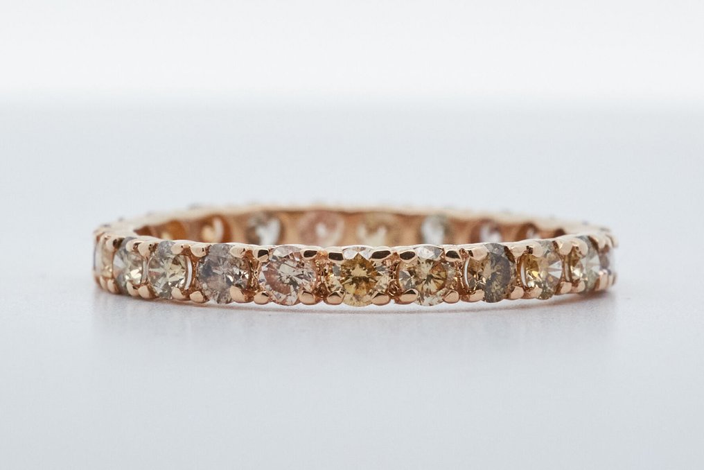 没有保留价 - 戒指 - 14K包金 黄金 -  1.15ct. tw. 钻石 (天然色彩的) #1.0