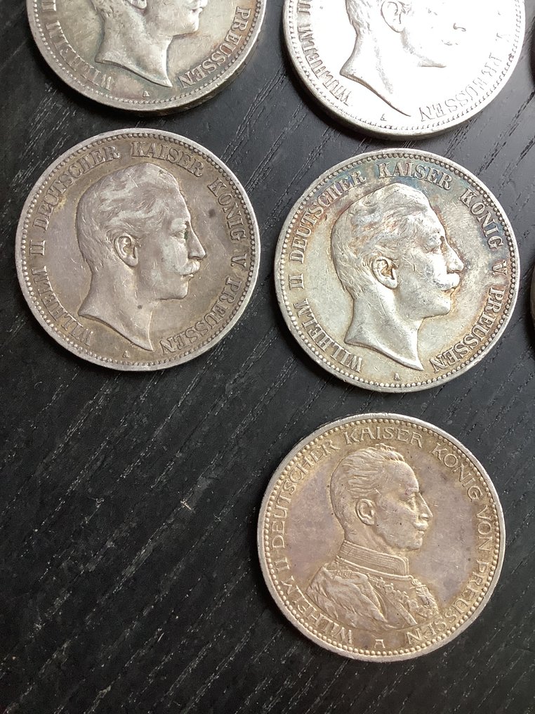 德意志帝國 Wilhelm II. 5 Mark 10x 1895/1914 Prussia (沒有保留價) #3.2