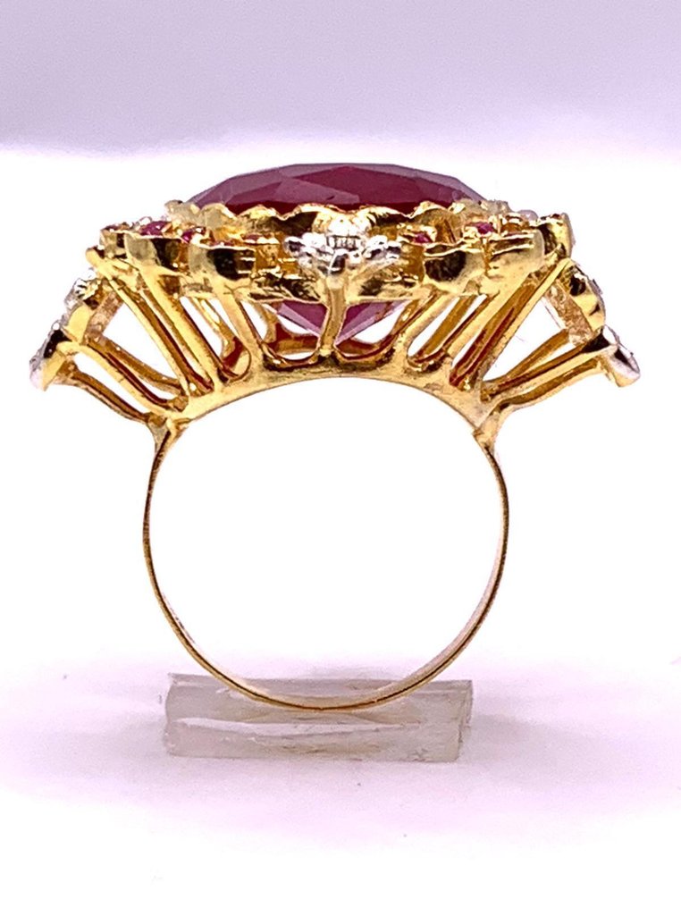 χωρίς τιμή ασφαλείας - Statement δαχτυλίδι - 9 kt. Κίτρινο χρυσό, Ασημί Ρουμπίνι - Ρουμπίνι - Diamanti #3.2