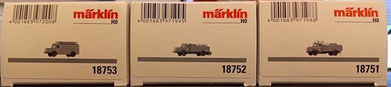 Märklin 1:87 - 模型貨車  (3) - 3 Firetrucks - 18751 - 18752 - 18753 #4.3