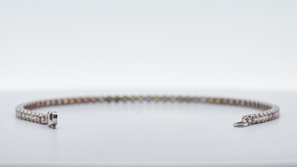 沒有保留價 - 手鈪 - 14 克拉 白金 -  2.15ct. tw. 鉆石 (天然彩色) #3.2