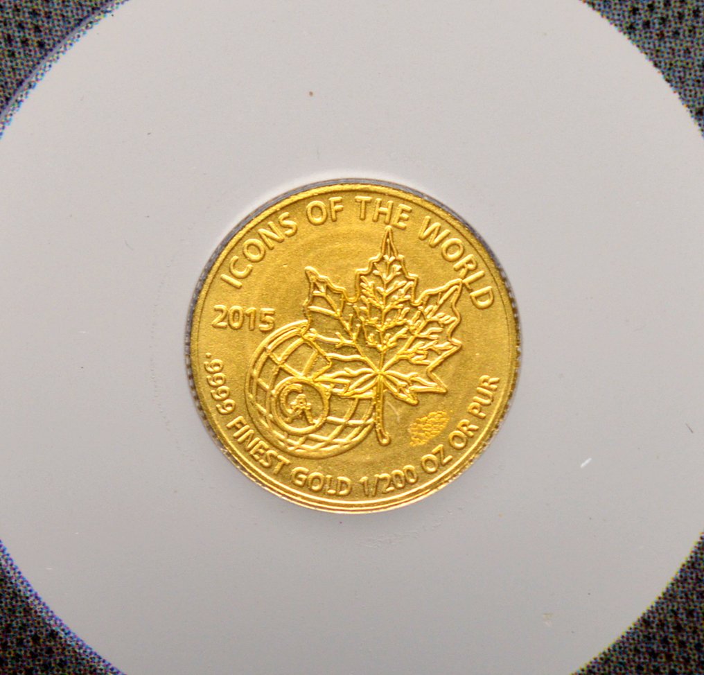 Ruanda e Burundi. 10 Francs 2015 Icons of the World - Maple Leaf - 1/200oz (.999) (Sem preço de reserva) #1.0