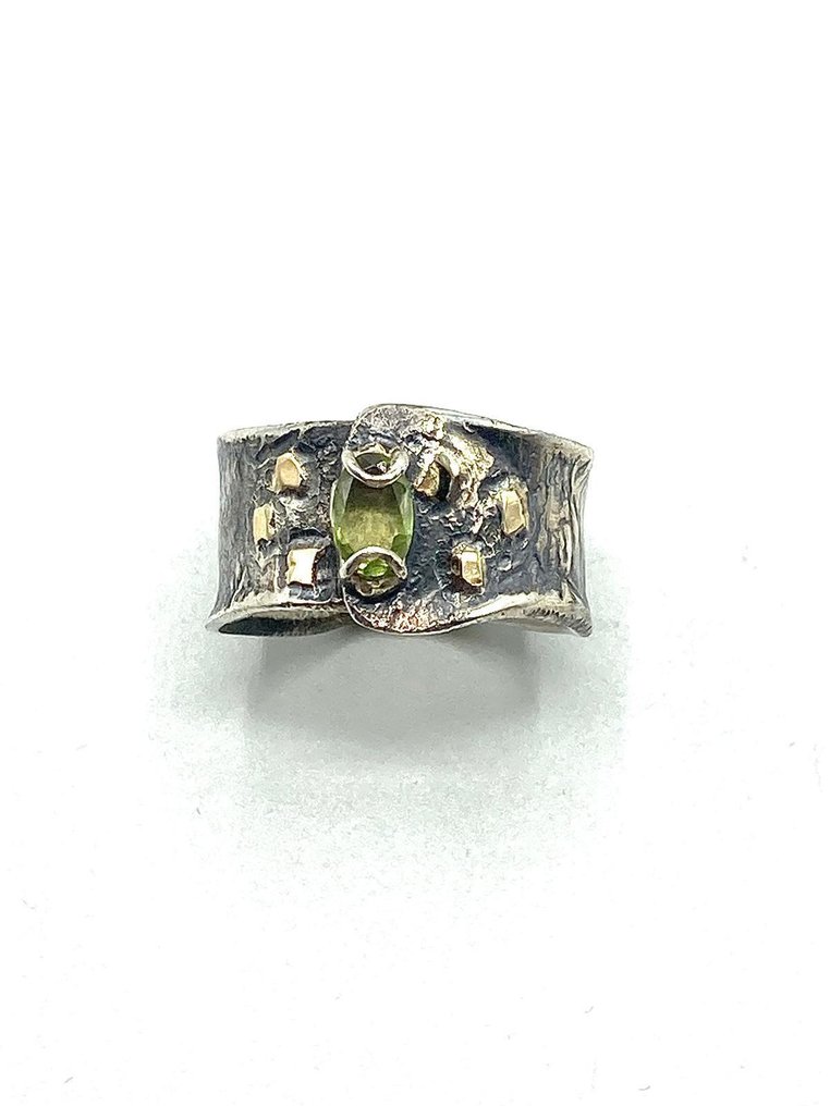 Nincs minimálár - Gyűrű - 18 kt. Ezüst, Sárga arany Peridot #4.3