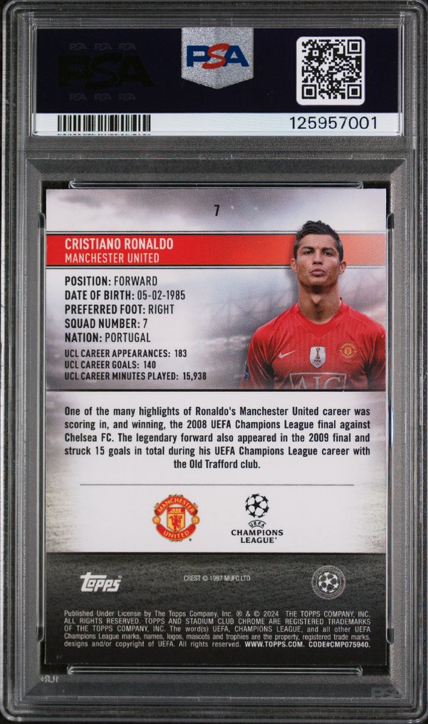 2023/24 Topps Chrome UCL 克里斯蒂亞諾·羅納度 10 Graded card - PSA 10 - 1 Graded card #2.1