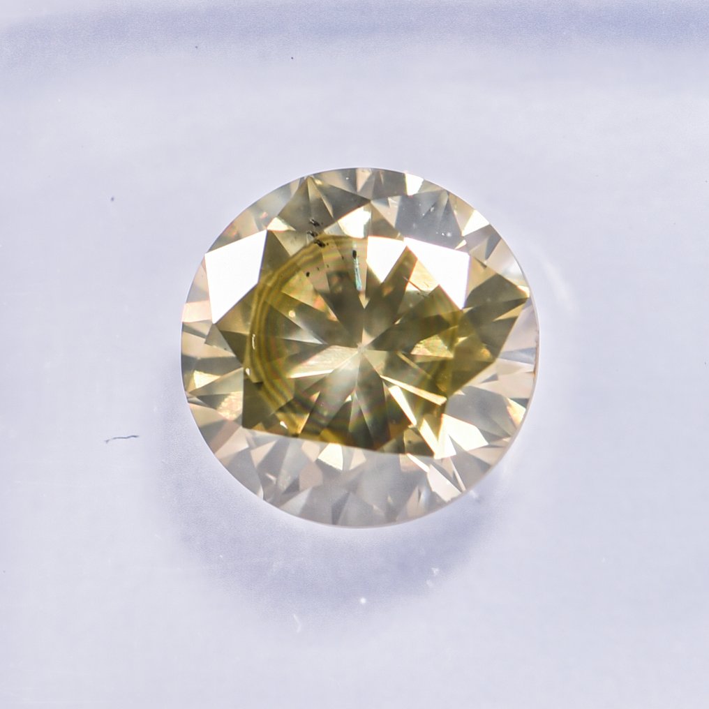 没有保留价 - 1 pcs 钻石  (天然色彩的)  - 1.08 ct - 圆形 - Fancy 稍帶綠色的 黄色 - SI2 微内含二级 - 国际宝石研究院（IGI） - VG #2.1