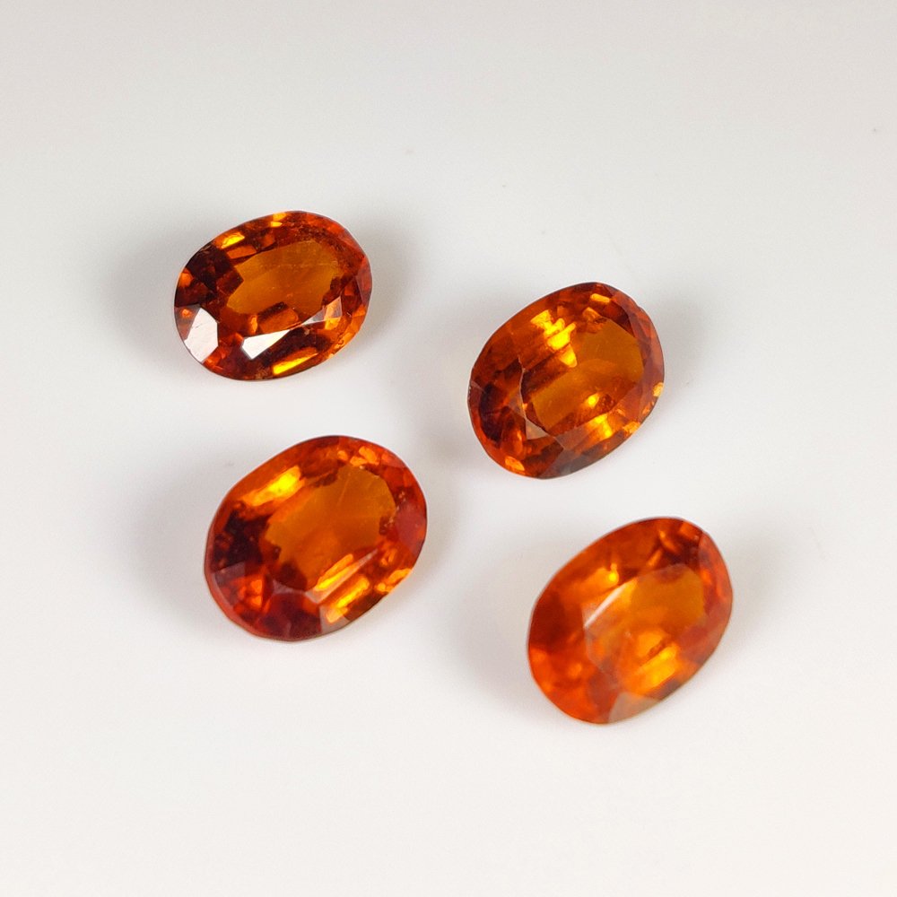 χωρίς τιμή ασφαλείας - 4 pcs  Πορτοκαλί Εσσονίτης, Γρανάτης  - 8.11 ct - Διεθνής Ένωση Έγχρωμων Πολύτιμων Λίθων (ICA GemLab) #1.0