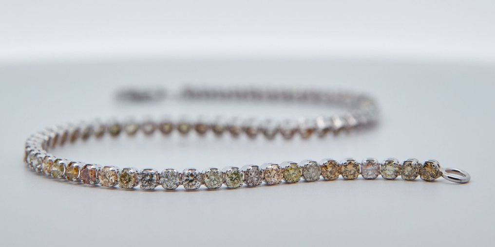 χωρίς τιμή ασφαλείας - Βραχιόλι - 14 καράτια Λευκός χρυσός -  2.70ct. tw. Διαμάντι (Φυσικού χρώματος) #4.3