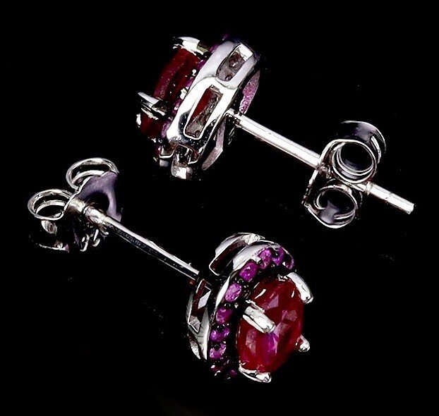 No reserve price - Earrings Silver Ruby - Sapphire #4.3