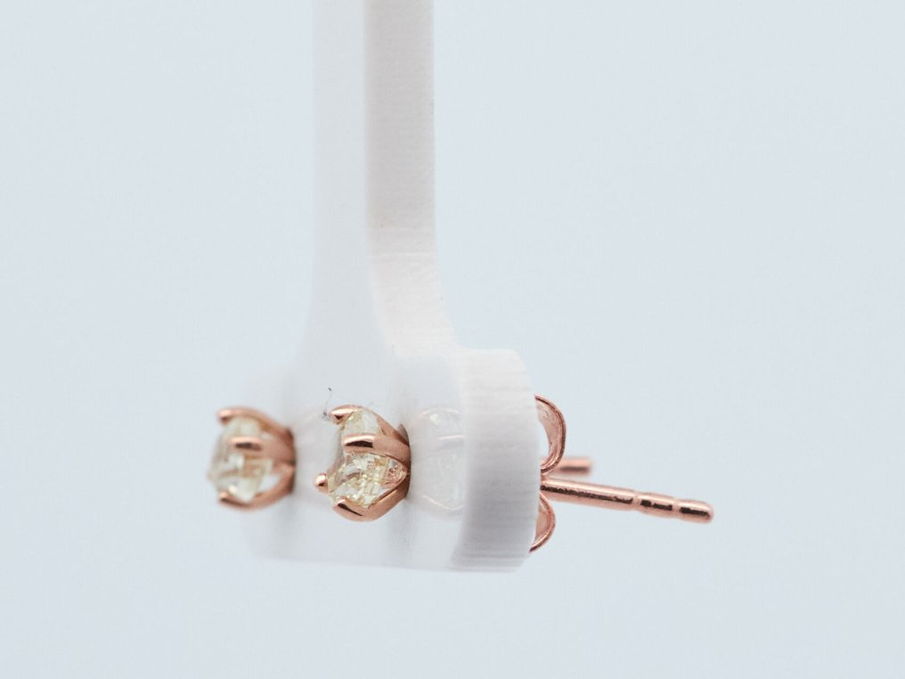 没有保留价 - 耳环 - 14K包金 玫瑰金 -  0.41ct. tw. 钻石 (天然色彩的) #4.3