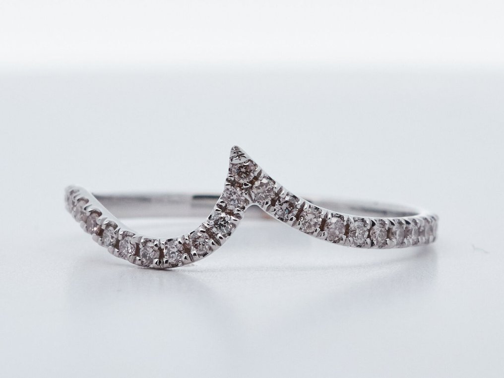 没有保留价 - 戒指 - 14K包金 白金 - 0.27ct. tw. 钻石 (天然色彩的) #1.0