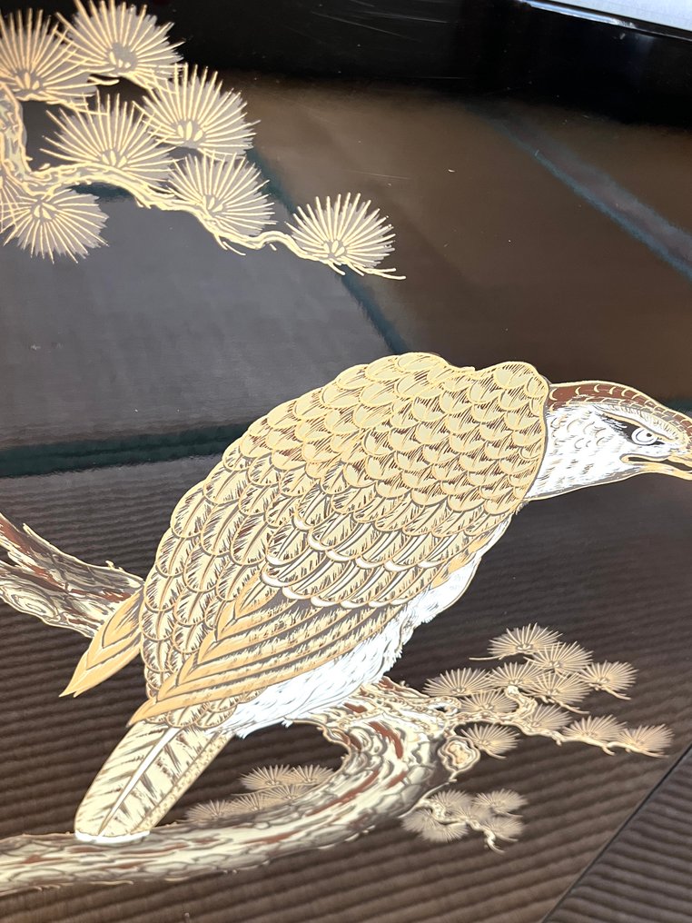 漆木折叠屏风（屏风）松树与鹰——金蒔绘装饰四扇 - 木 - 日本 - Shōwa period (1926-1989) #4.3
