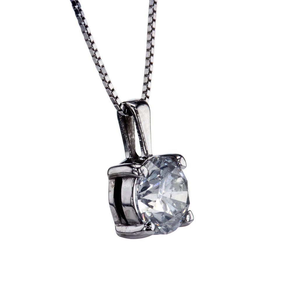 Zonder minimumprijs - Halsketting - 14 karaat Witgoud -  1.02ct. tw. Diamant (Natuurlijk) #1.0