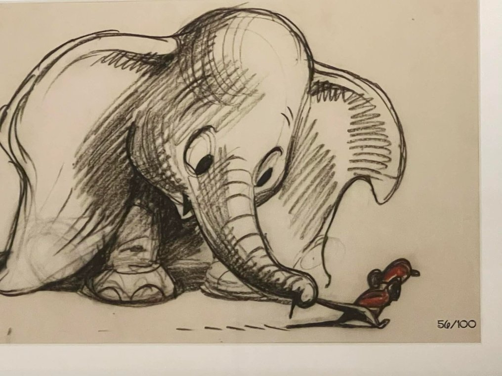 After original 1941 Dumbo storyboard - Tails of Friendship - framed and matted #1.0