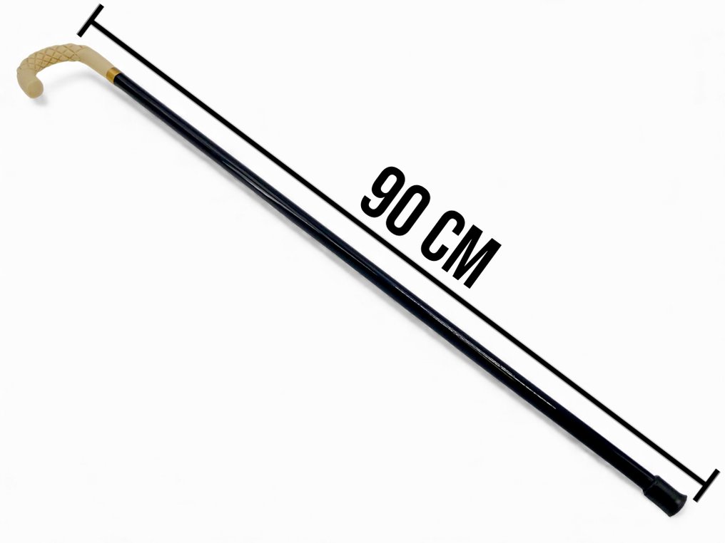 Walking stick - 3x 90 cm rods with curved carved handles and anti-slip rubber tips on the bases - HANDMADE - Composite, Brass #3.2