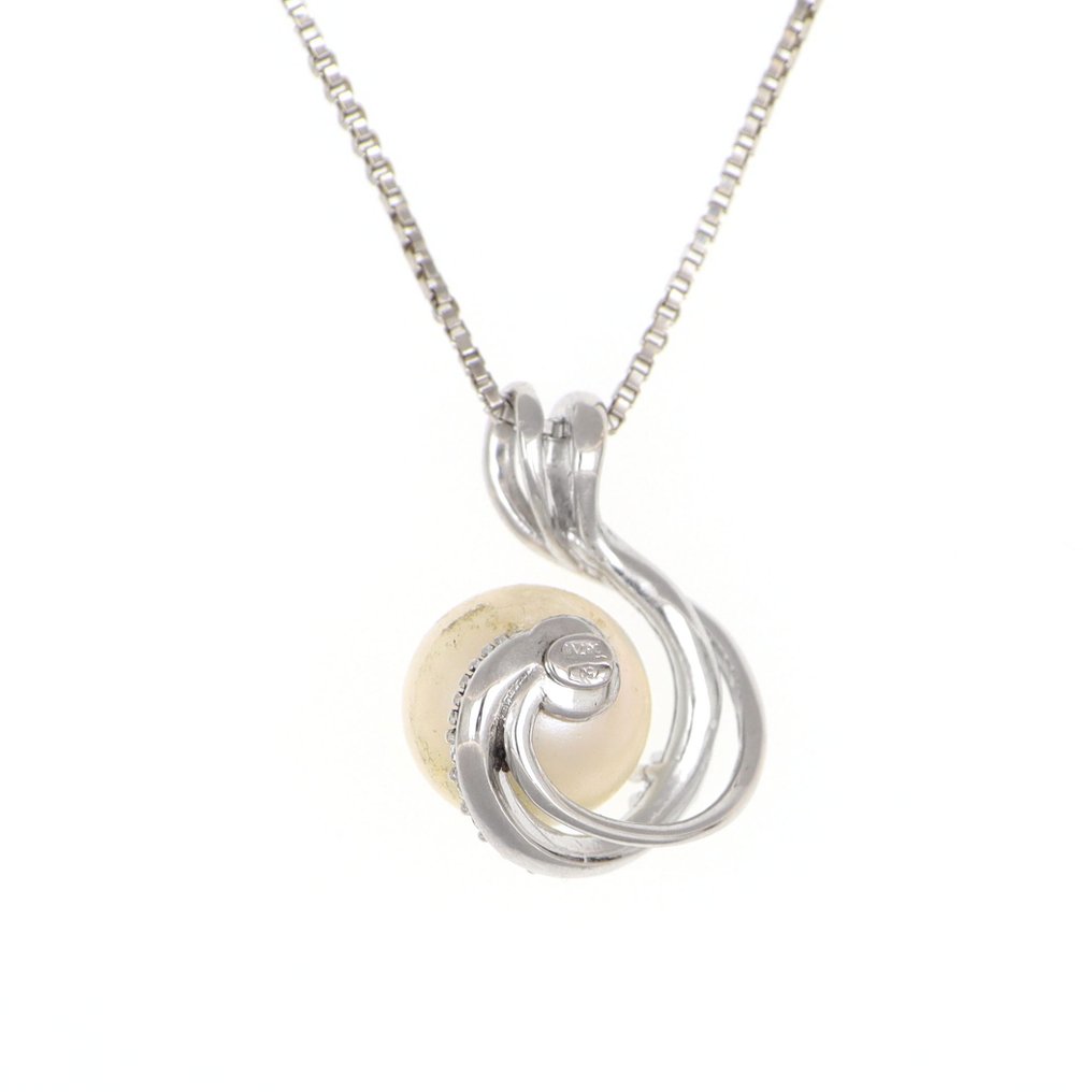 没有保留价 - 吊坠项链 - 18K包金 白金 珍珠 #4.3