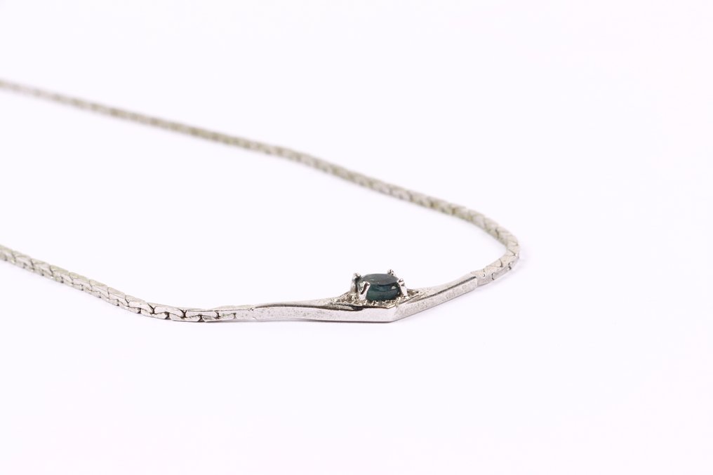 Zonder minimumprijs - 2-delige sieradenset Zilver - sapphire uit de jaren 1960 #2.1