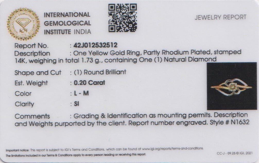 χωρίς τιμή ασφαλείας - Δαχτυλίδι - 14 καράτια Κίτρινο χρυσό -  0.20ct. tw. Διαμάντι (Φυσικό) - Δαχτυλίδι με μονόπετρο διαμαντιού #2.1