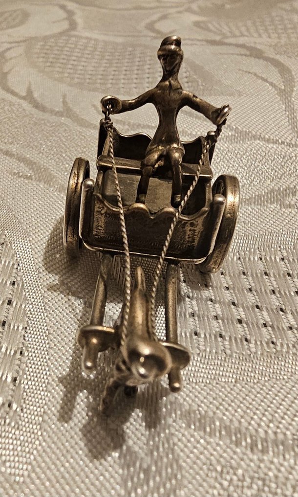 Miniaturowa figurka - Zilveren hondenkar - Srebro pr. 835 #1.0