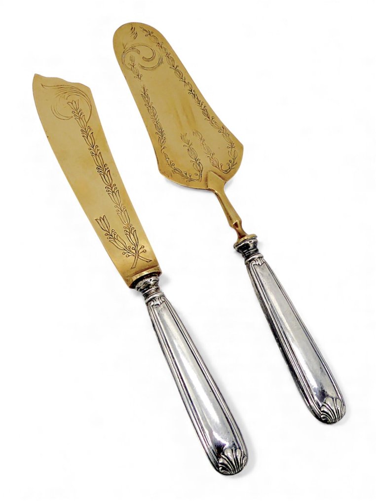 Radice Progettazione d'Arredamenti - Σετ ζαχαροπλαστικής/κέικ (9) - X6 πιάτα επιδόρπιο, πιάτο σερβιρίσματος, σετ κοπής γλυκών. - Διαφαντό μπλε γυαλί κοβαλτίου - Αντίκες δεκαετίας του 1960. #4.3