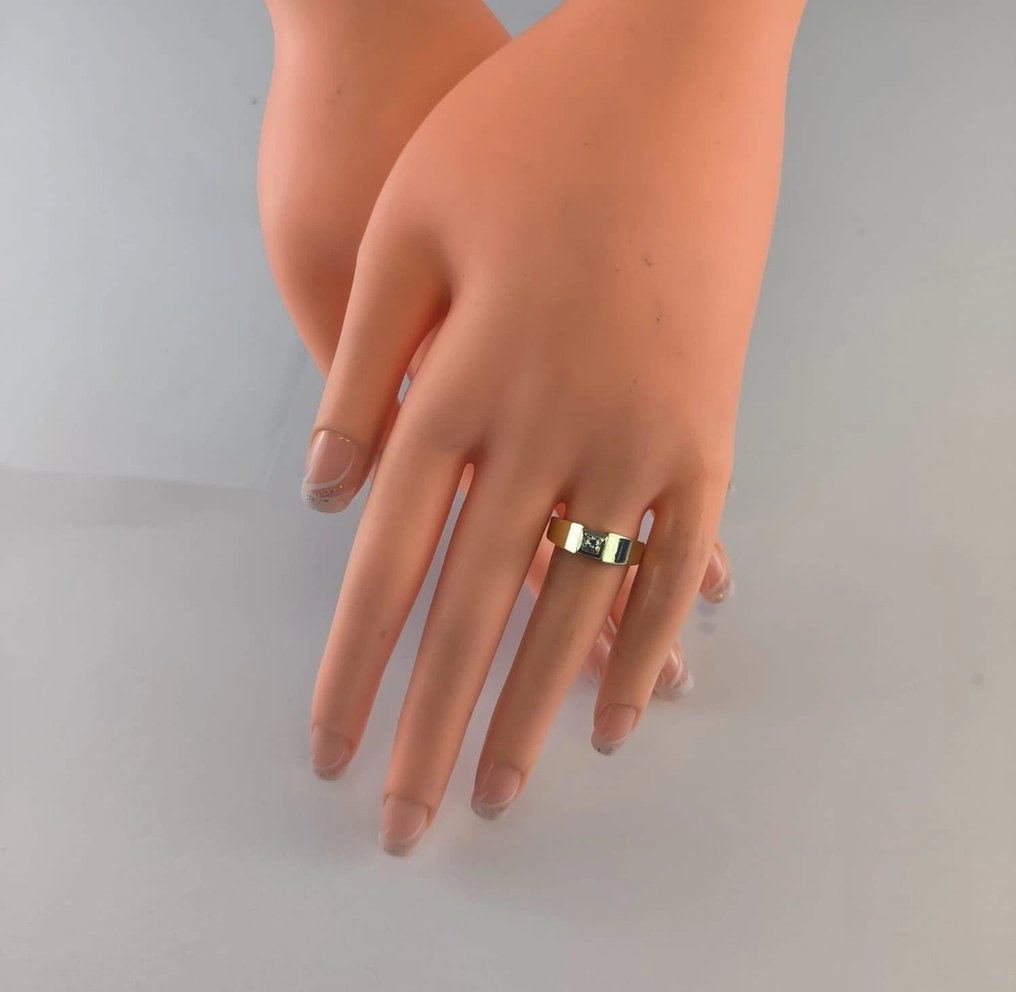 Bague - 14 carats Or jaune, Or blanc - 0.10ct. tw. Diamant (Naturelle) - Certificat Unikat Bicolor #1.0