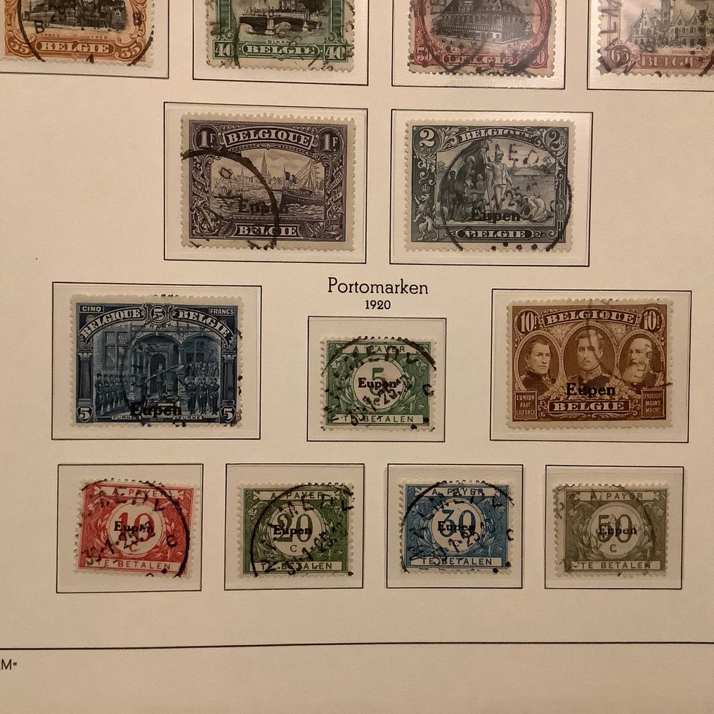 比利时 - 尤本和马尔梅迪 1920 - Eupen：Eupen 和惩罚邮票的完整发行收藏 - Michel 1/17 en P1/5 #4.3